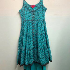 Betsey Johnson Teal Dress with Black Floral Design